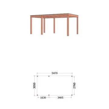 Buitenverblijf Palermo 550x310x245 cm (bxdxh) - tekening met afmeting