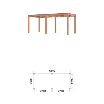 Buitenverblijf Palermo 600x255x245 cm (bxdxh) - tekening met afmeting