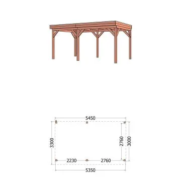 Buitenverblijf Casa 545x330x260 cm (bxdxh) - vooraanzicht met afmetingen