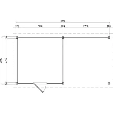 Lugarde Select Modern tuinhuis met overkapping Nunspeet 300x300cm + 300cm - Onbehandeld