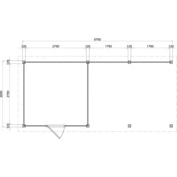 Lugarde Select Modern tuinhuis met overkapping Lelystad 300x300cm + 400cm - Onbehandeld