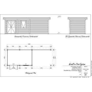 Lugarde Select Modern tuinhuis met overkapping Neerkant 388x250cm + 300cm - Onbehandeld