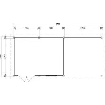 Lugarde Select Modern tuinhuis met overkapping Emmen 388x300cm + 300cm - Onbehandeld