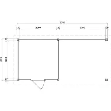 Lugarde Select Modern tuinhuis met overkapping Vught 250x250cm + 300cm - Onbehandeld