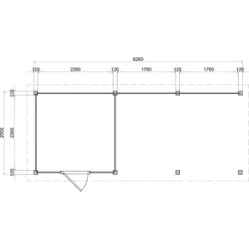 Lugarde Select Modern tuinhuis met overkapping Dordrecht 250x250cm + 400cm - Onbehandeld