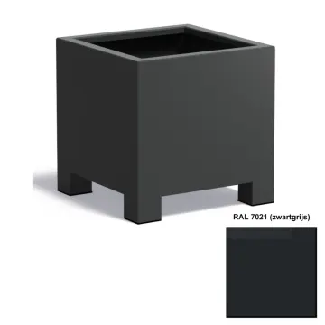 Adezz CARREZ Zwartgrijze (Aluminium) Plantenbak 60x60x60 cm met voet