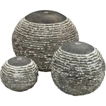 Natuursteen Borrelstenen Fontein Bluette (set á 3 bollen - Ø 25, 35 en 45 cm) Ingezaagd
