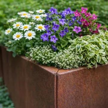 Cortenstaal Plantenbak Modulair 120x120x20 cm