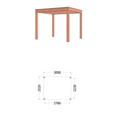 Buitenverblijf Palermo 310x255x245 cm (bxdxh) - tekening met afmetingen