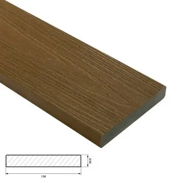 Fiberdeck Premium Vlonder Kantplank 22,5x138 mm - Lengte 300 cm - Teak (massief)