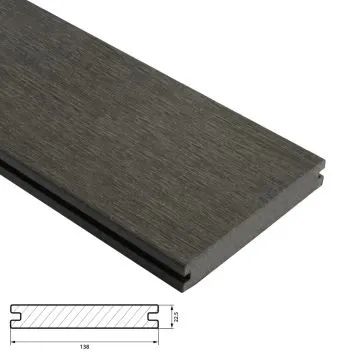 Fiberdeck Premium Vlonderplank 22,5x138 mm - Lengte 400 cm - Dark Grey (massief)