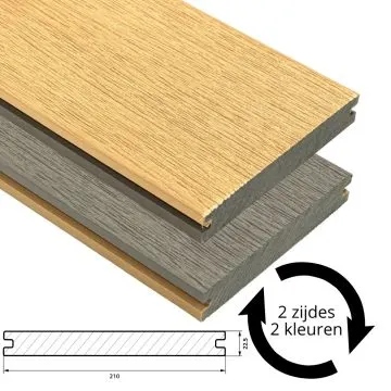 Fiberdeck Vintage Vlonderplank 22,5x210 mm - Lengte 500 cm - Lunar Grey / Cedar (massief)