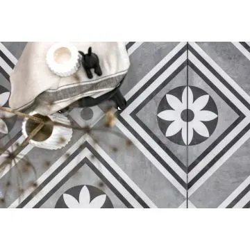 Keramische Tegel GeoCeramica® topplaat 60x60x1 cm Concreet Flower dec