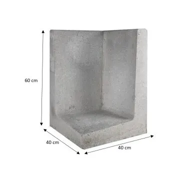 L-Element Hoek 40x40x60 cm Grijs