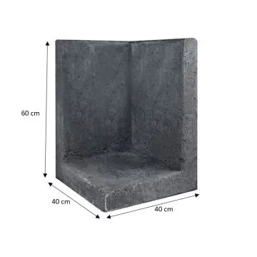 L-Element Hoek 40x40x60 cm Zwart