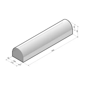 Schampband 21x18x95 tussenstuk Grijs komo